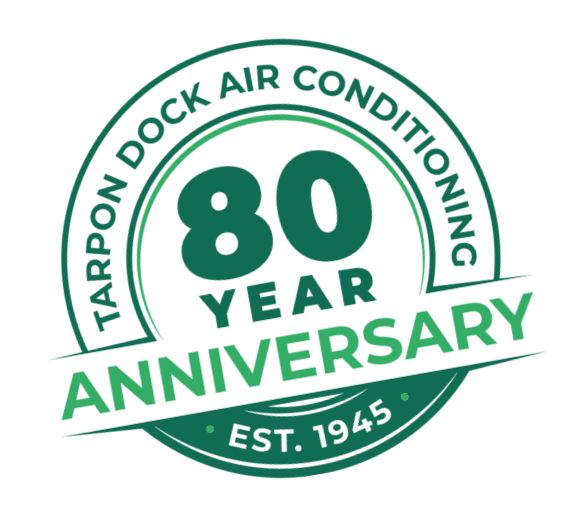 Tarpon Dock Air Conditioning 80 Year Anniversary Established 1945 logo Panama City Air Conditioning company and custom sheet metal fabrication services in Bay County Florida